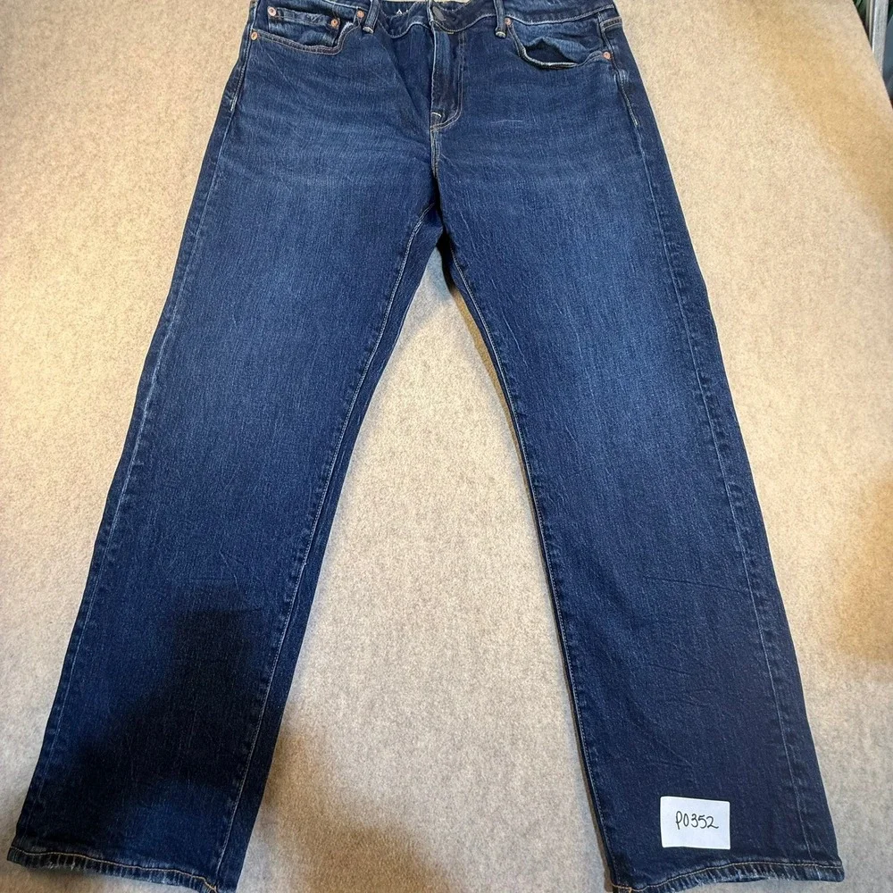 American‎ Eagle AirFlex+ Straight Leg Jeans Mens 36x32 Dark Wash Blue Denim
